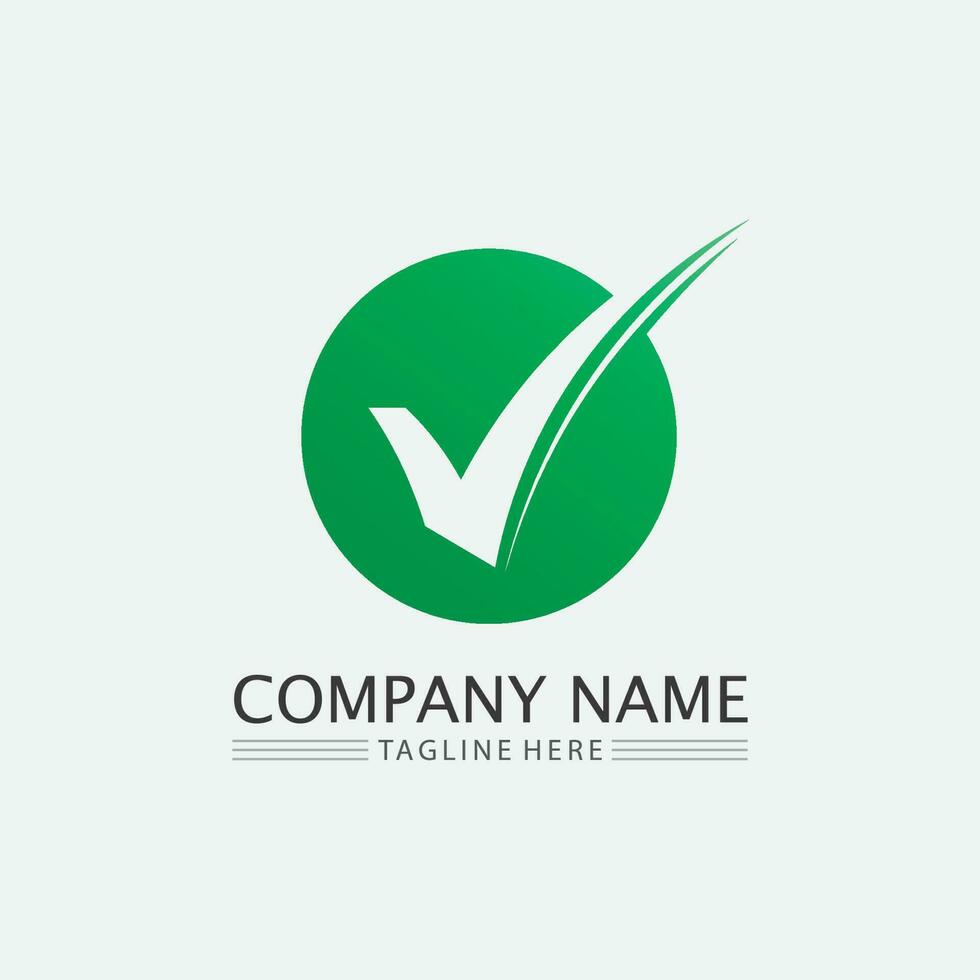 vetor ou ícone do logotipo da marca de verificação da lista de verificação. símbolo de carrapato na ilustração de cor verde. aceite o símbolo okey para aprovação ou design de lista de verificação