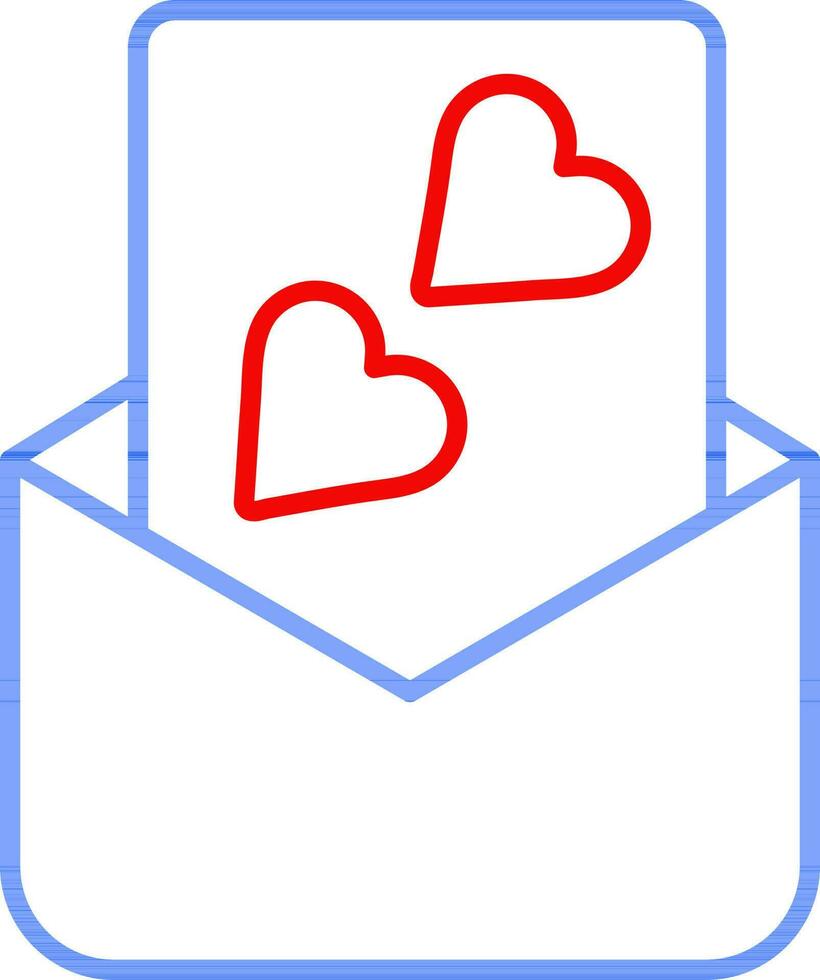 coração enviar ou amor carta ícone dentro azul e vermelho contorno. vetor