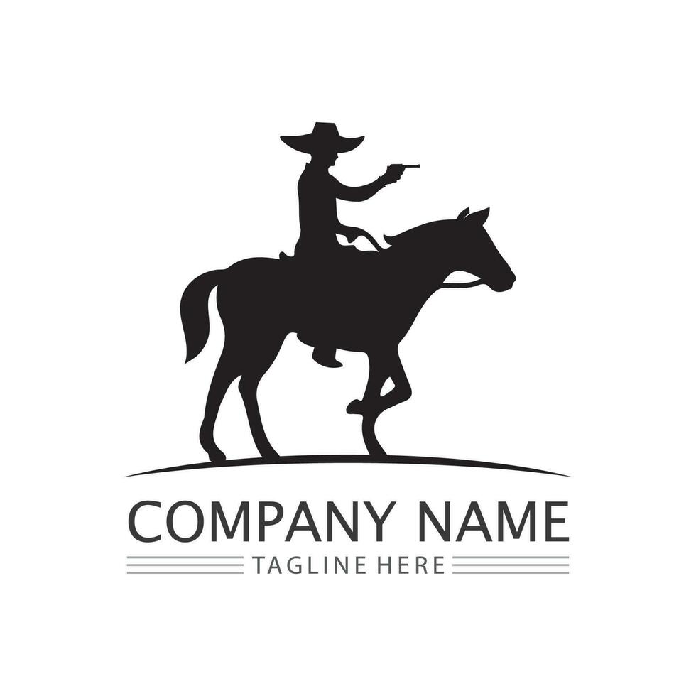modelo de design de vetor de ícone de logotipo de chapéu de cowboy