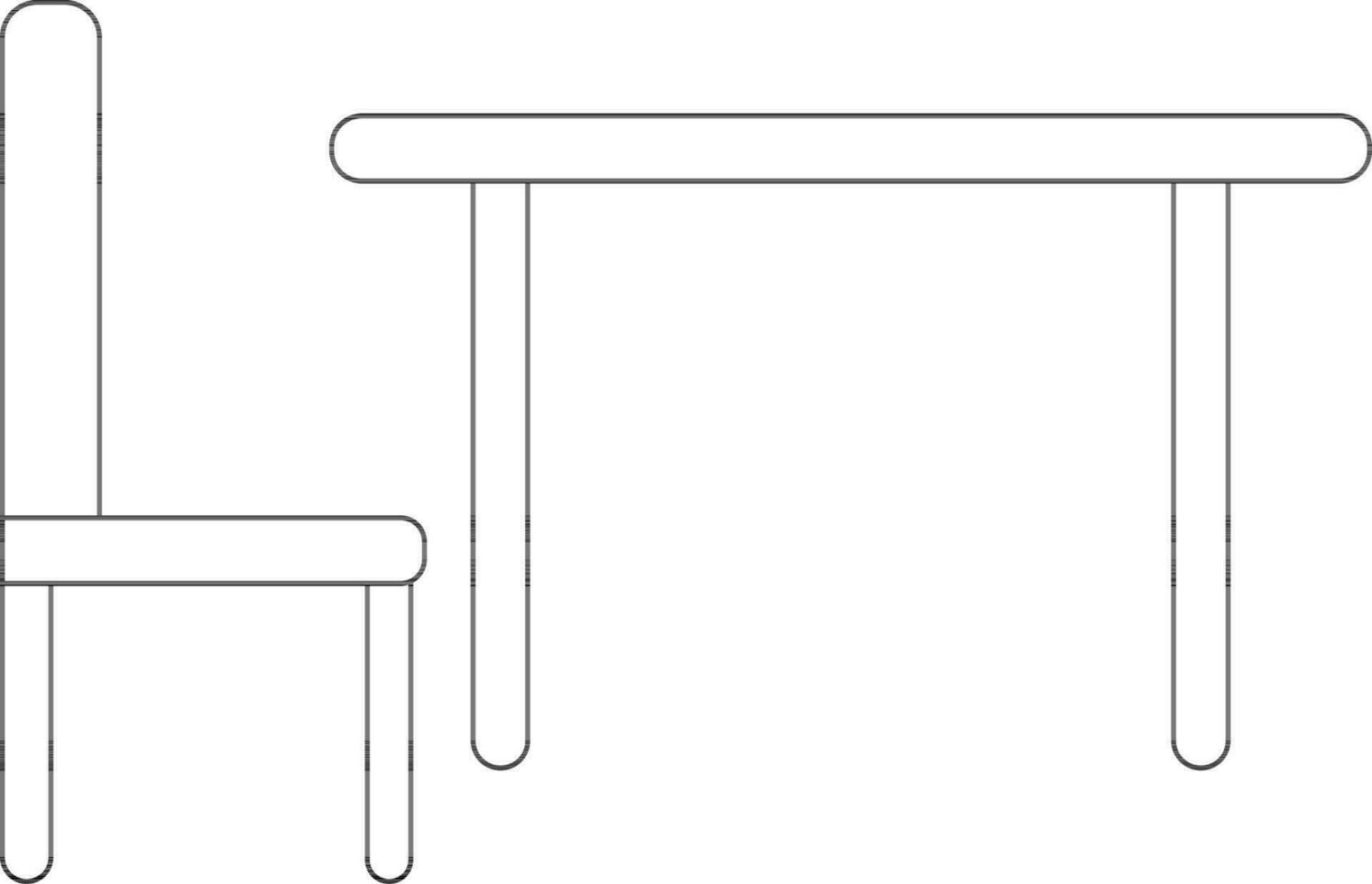 mesa com cadeira dentro Preto linha arte ilustração. vetor