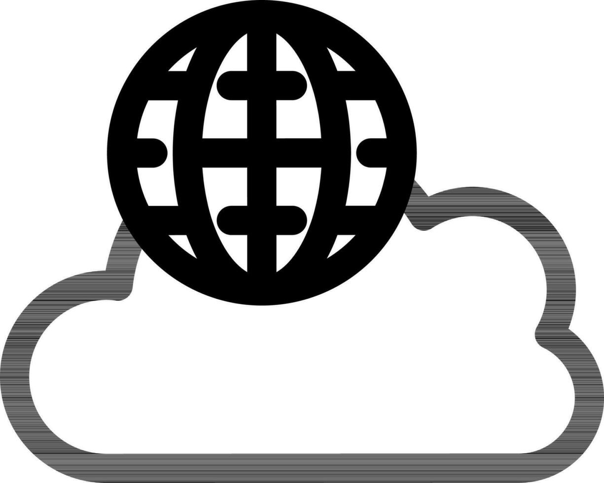 linha arte ilustração do globo com nuvem ícone. vetor