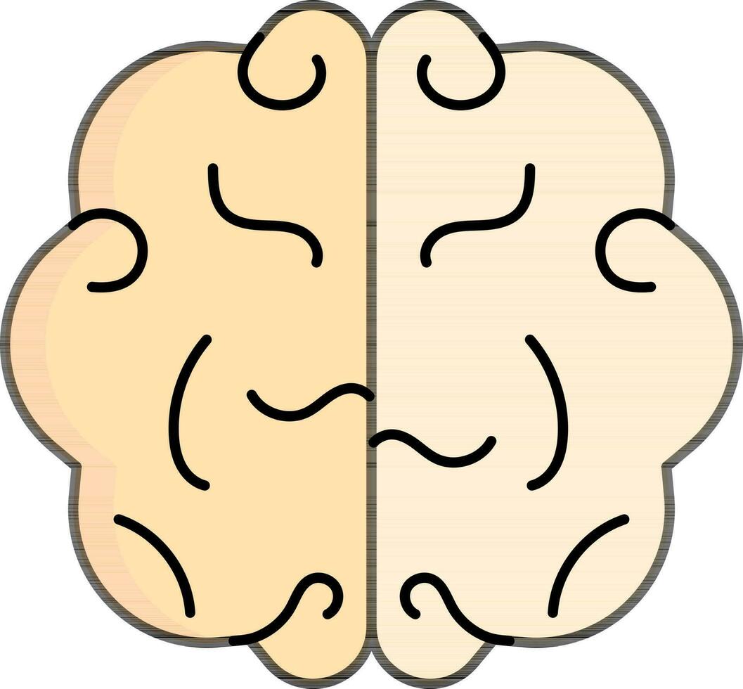 plano estilo cérebro ícone dentro laranja e Preto cor. vetor