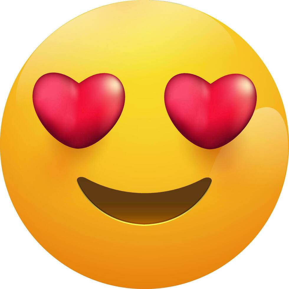 coração olhos face emoji personagem dentro amarelo e vermelho cor. vetor