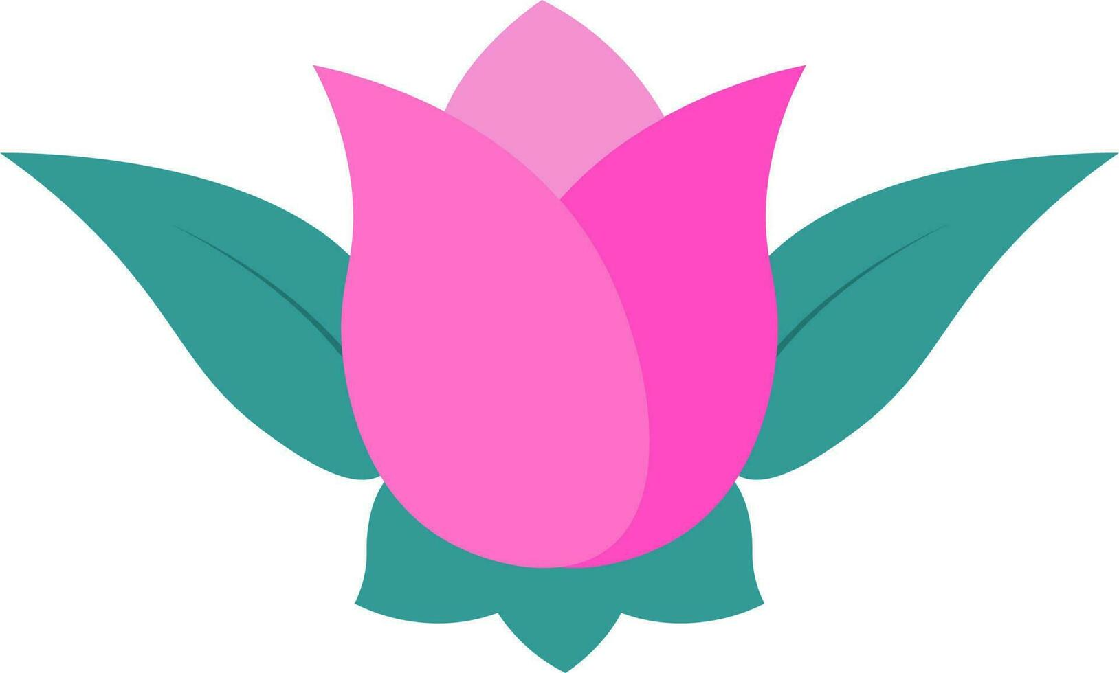 plano estilo rosa flor ícone dentro Rosa e verde cor. vetor