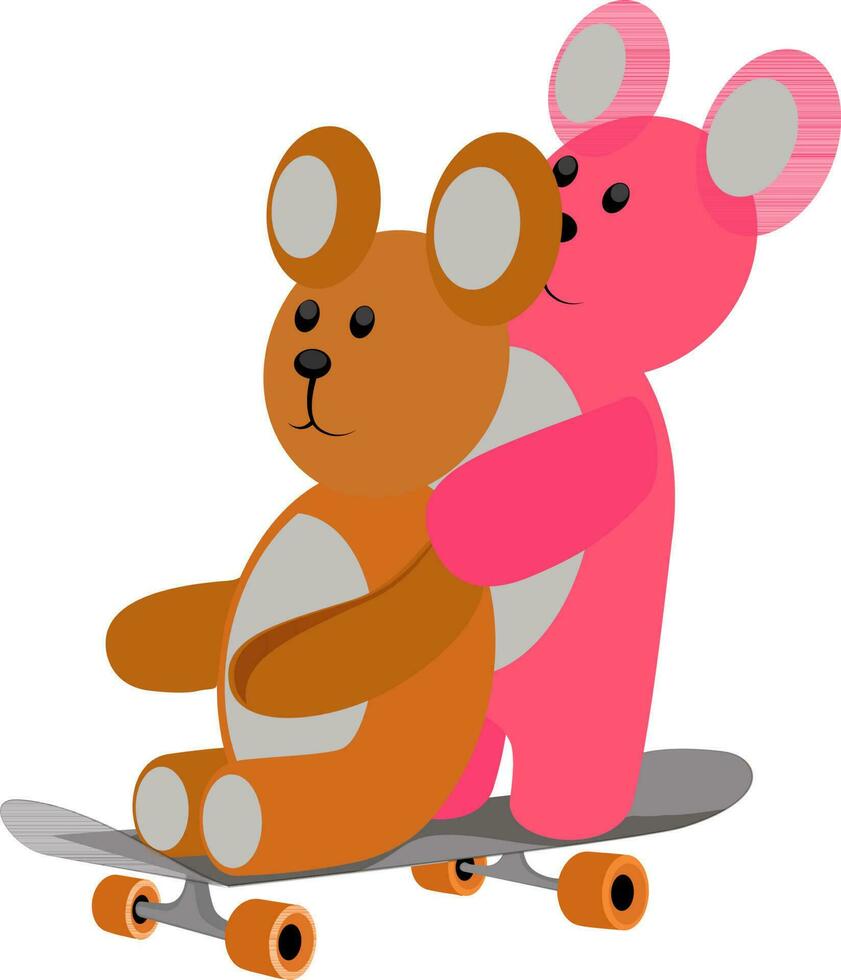 ilustração do fofa Urso de pelúcia ursos em skate. vetor