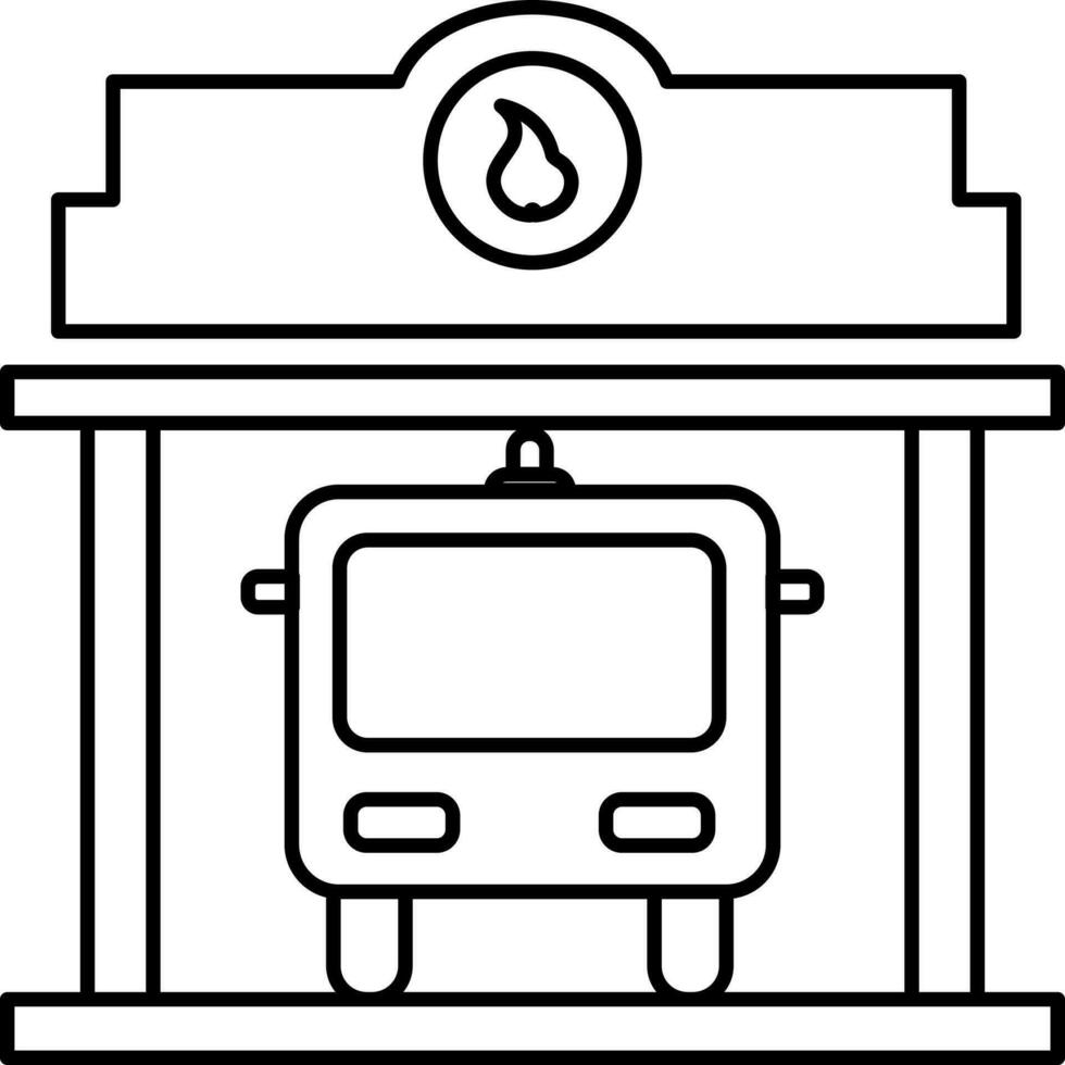 plano ícone do fogo estação estrutura com caminhão. vetor
