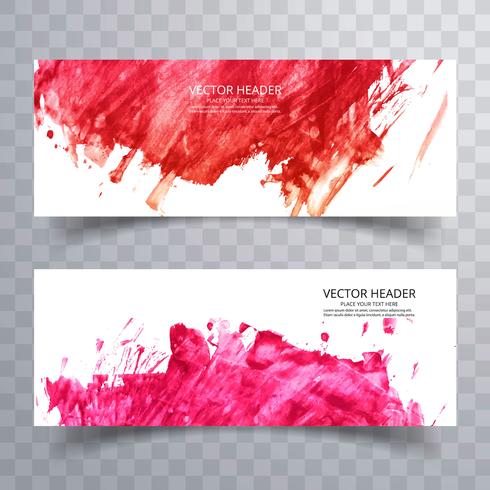 Bela aquarela colorida banners cenografia vetor