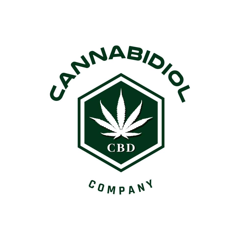 simples cannabis maconha logotipo com hexágono forma vetor projeto,