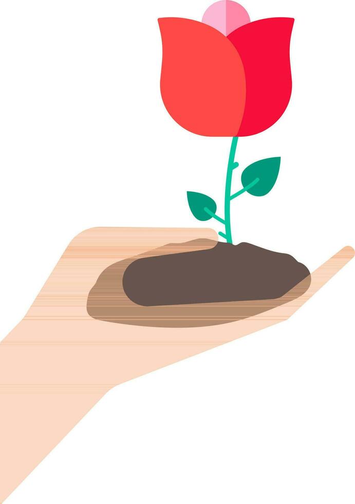 vetor ilustração do mão segurando rosa flor plantar ícone.