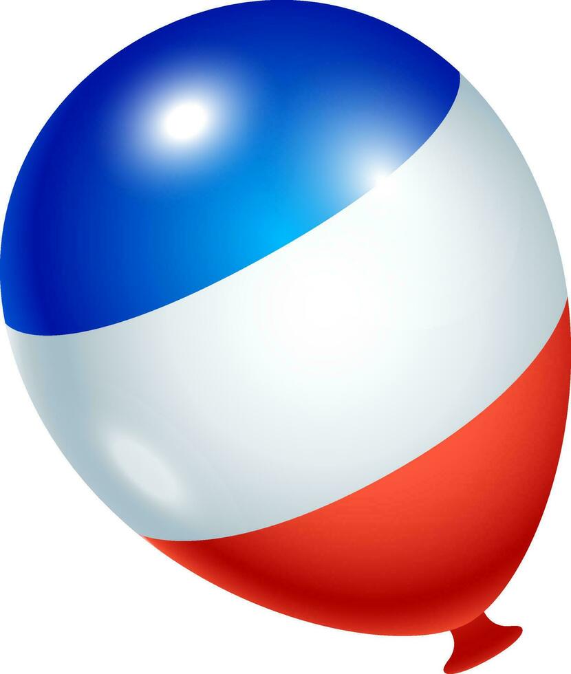 França tricolor lustroso balão em branco fundo. vetor