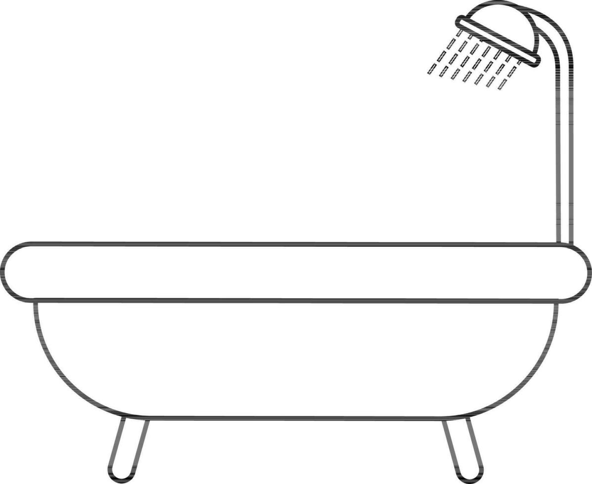 banheira ícone com chuveiro dentro acidente vascular encefálico estilo para tomando banho conceito. vetor