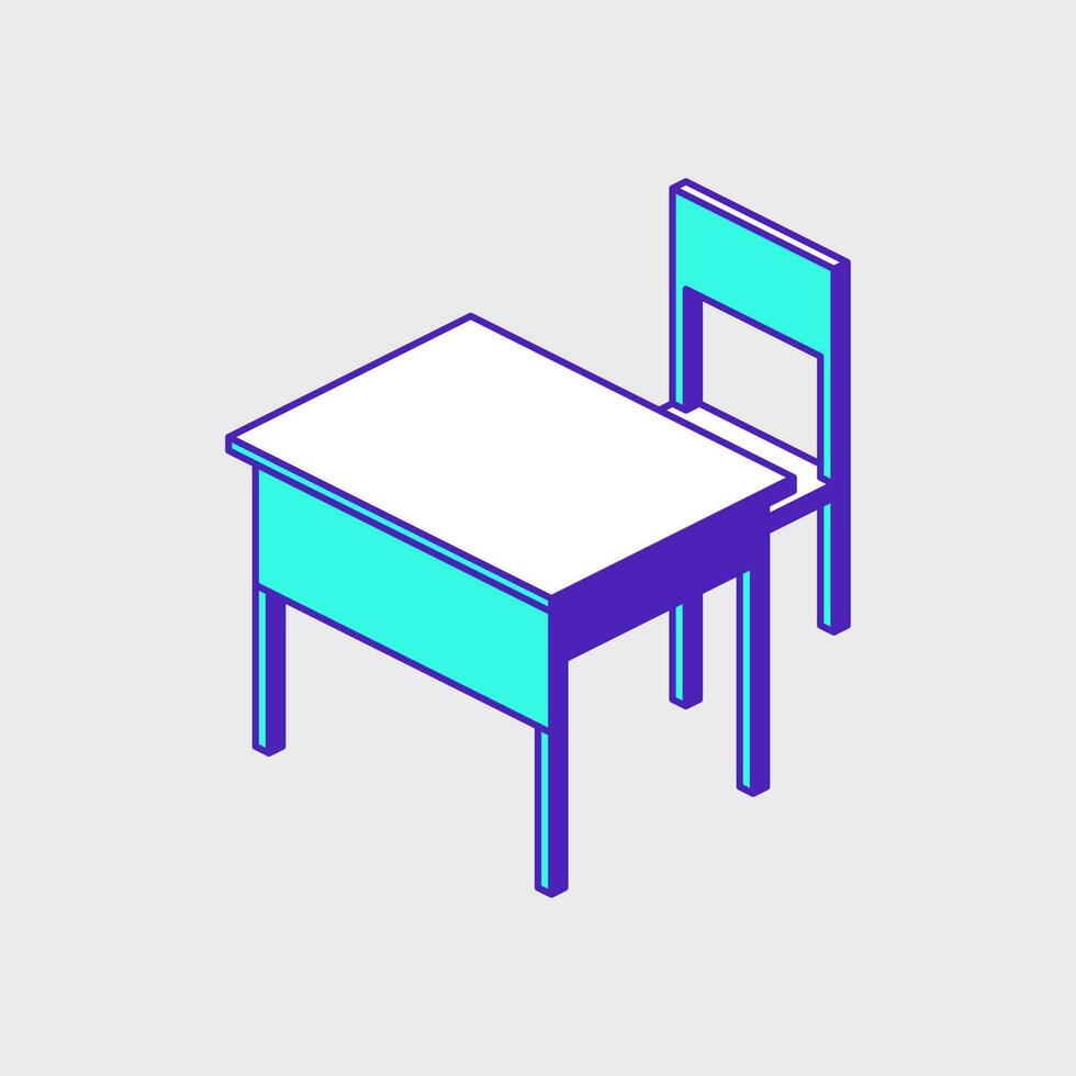 escrivaninha e cadeira isométrico vetor ilustração