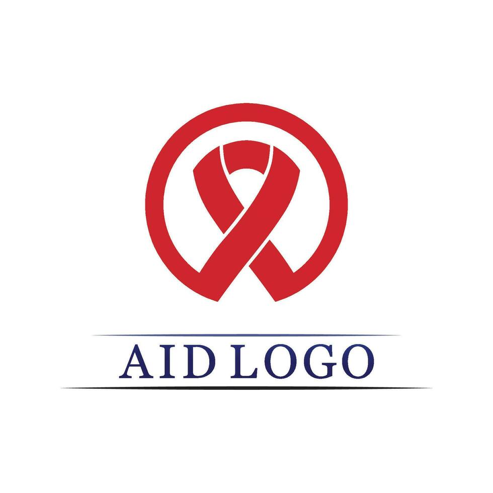 logotipo da fita de ajuda e design de vetor do Dia Mundial da AIDS