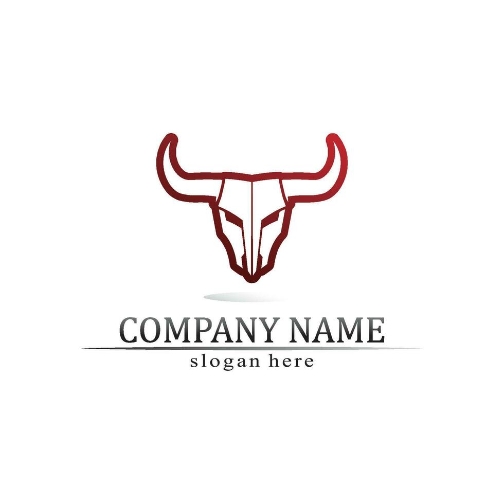 animal de touro e vaca, logotipo e chifre de vetor e logotipo de búfalo e ícones de modelos de símbolos
