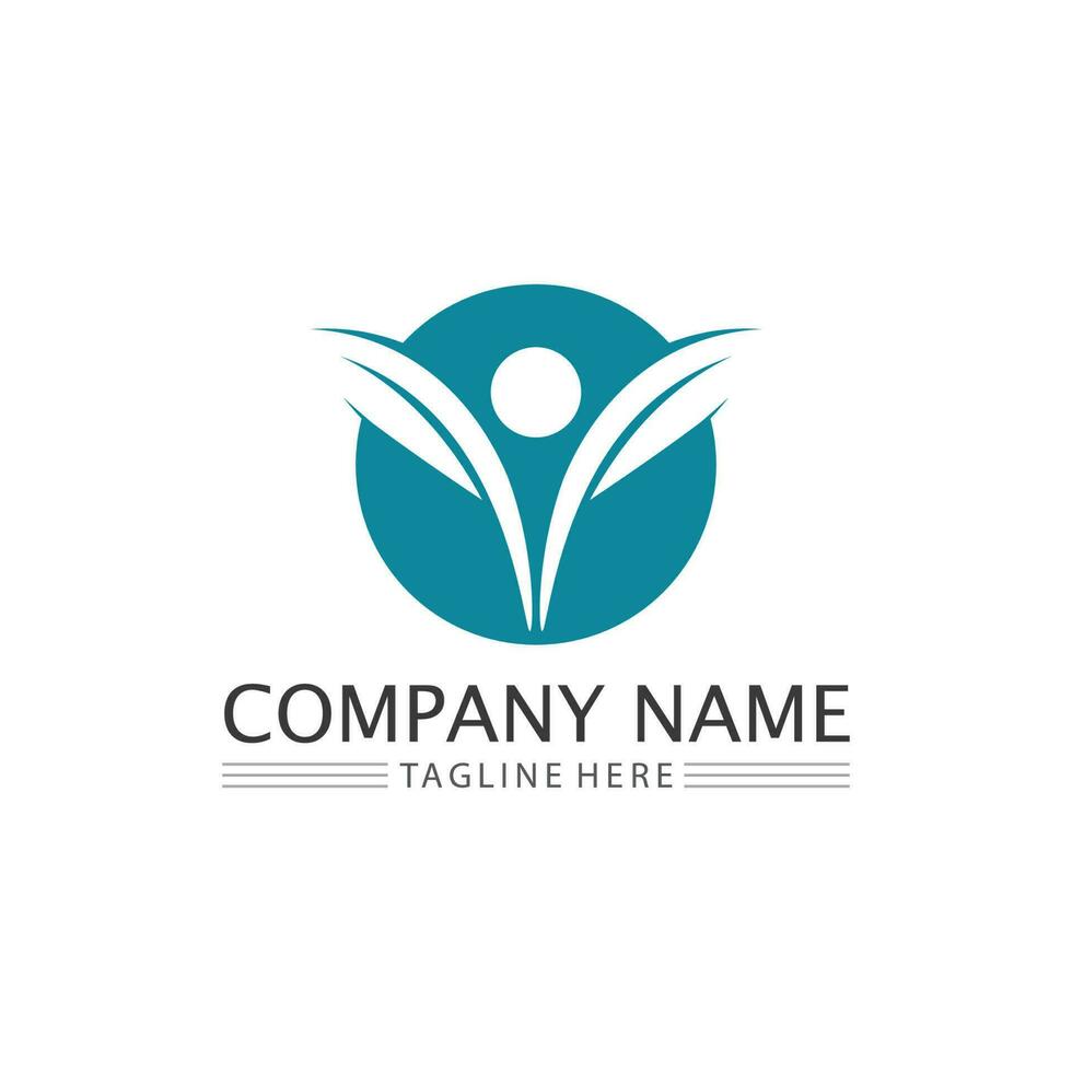ícone de cuidado comunitário de design de logotipo humano e de pessoas vetor