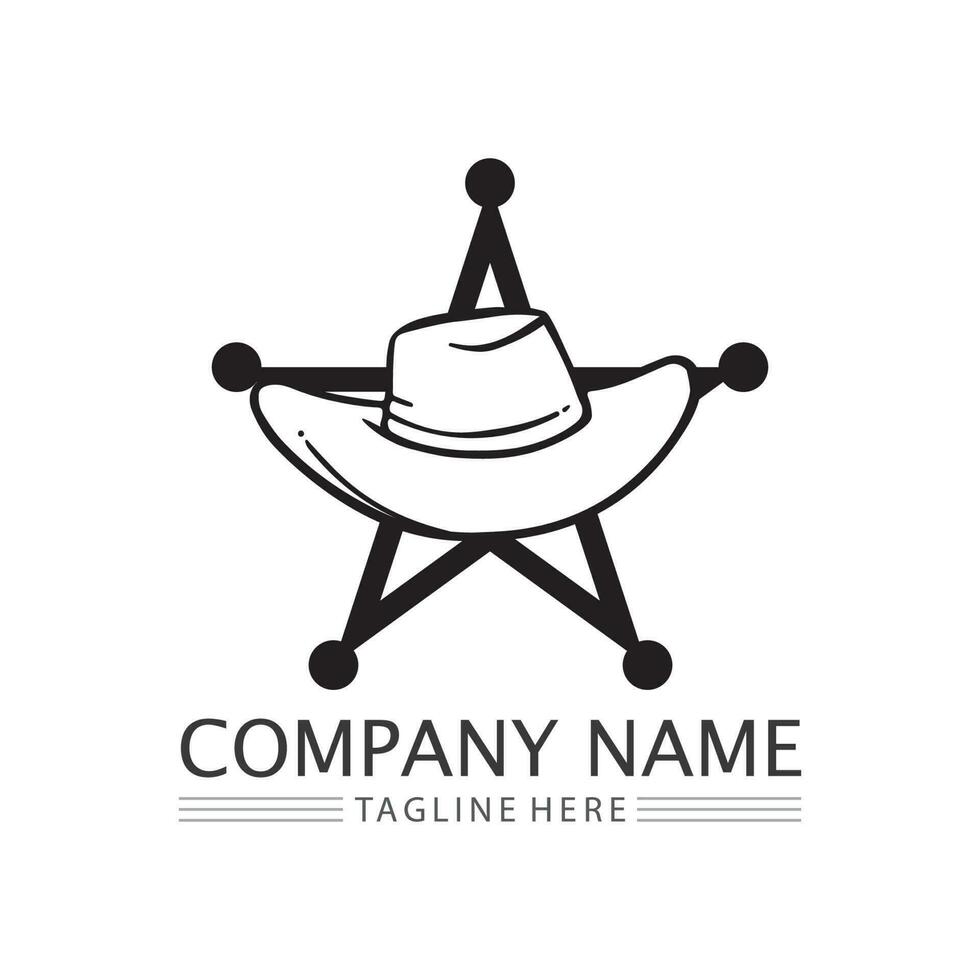 modelo de design de vetor de ícone de logotipo de chapéu de cowboy