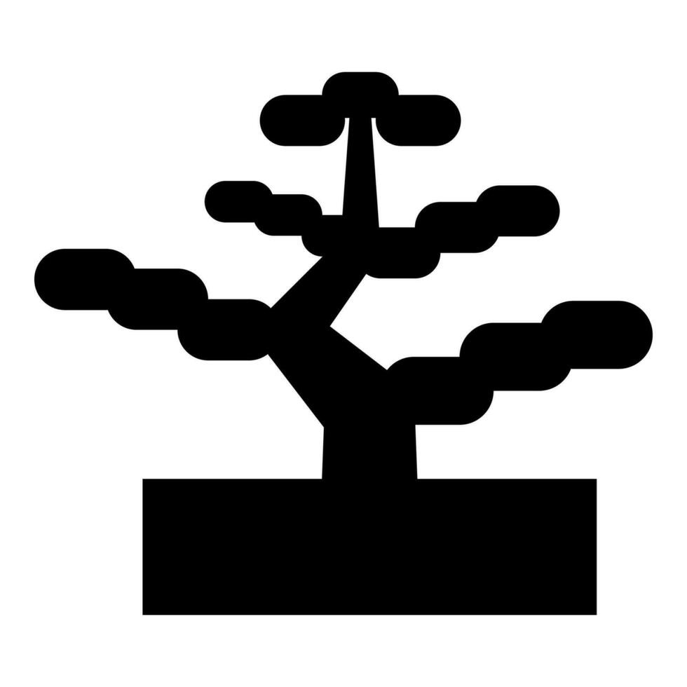 bonsai pinho árvore jardim conceito plantar japonês ícone Preto cor vetor ilustração imagem plano estilo