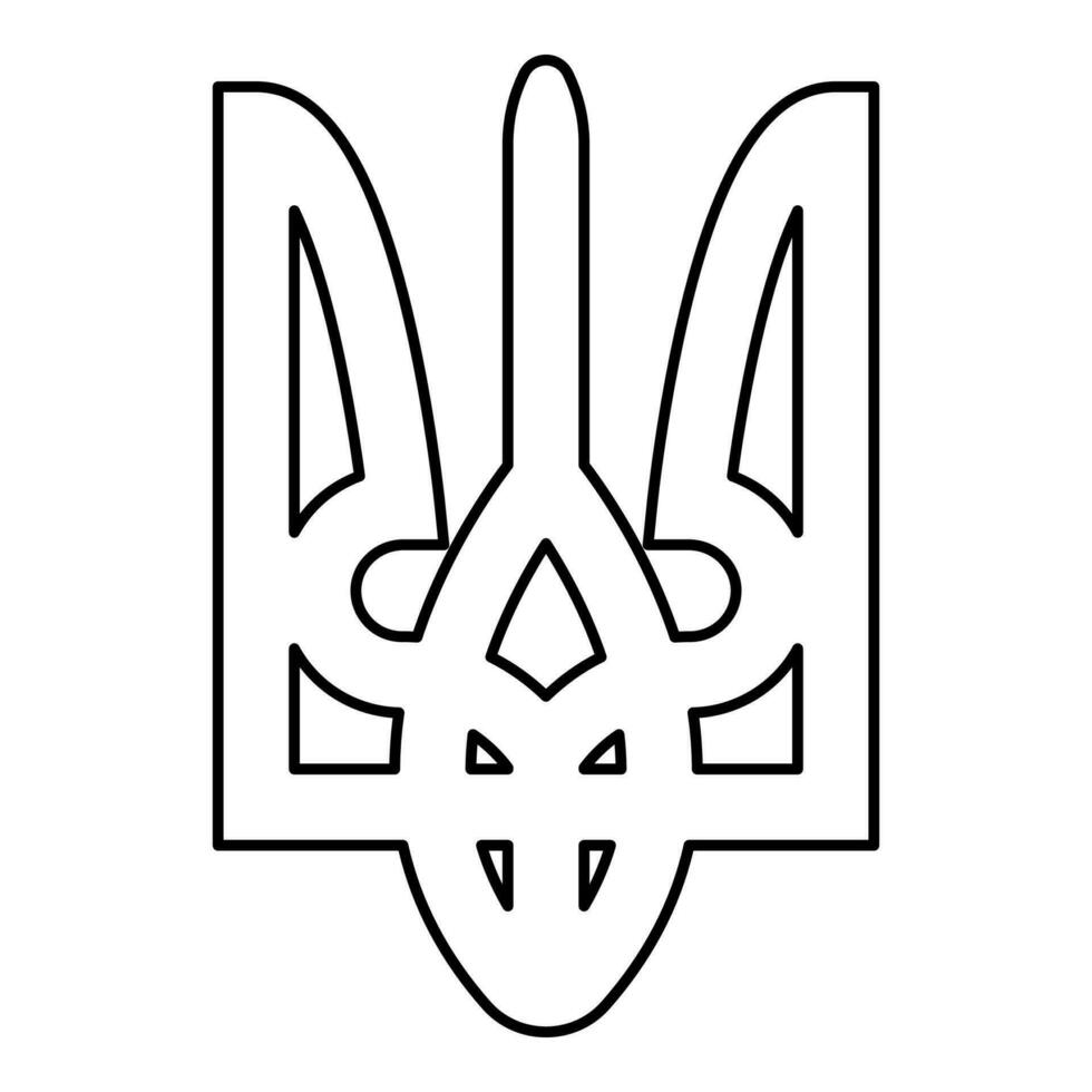 emblema do Ucrânia contorno esboço linha ícone Preto cor vetor ilustração imagem fino plano estilo