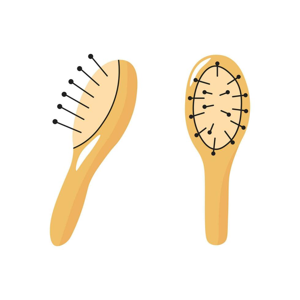 amarelo escovas de cabelo conjunto ilustrações dentro rabisco estilo. desenho animado ano 2000 pente conjunto para cabelo. vetor