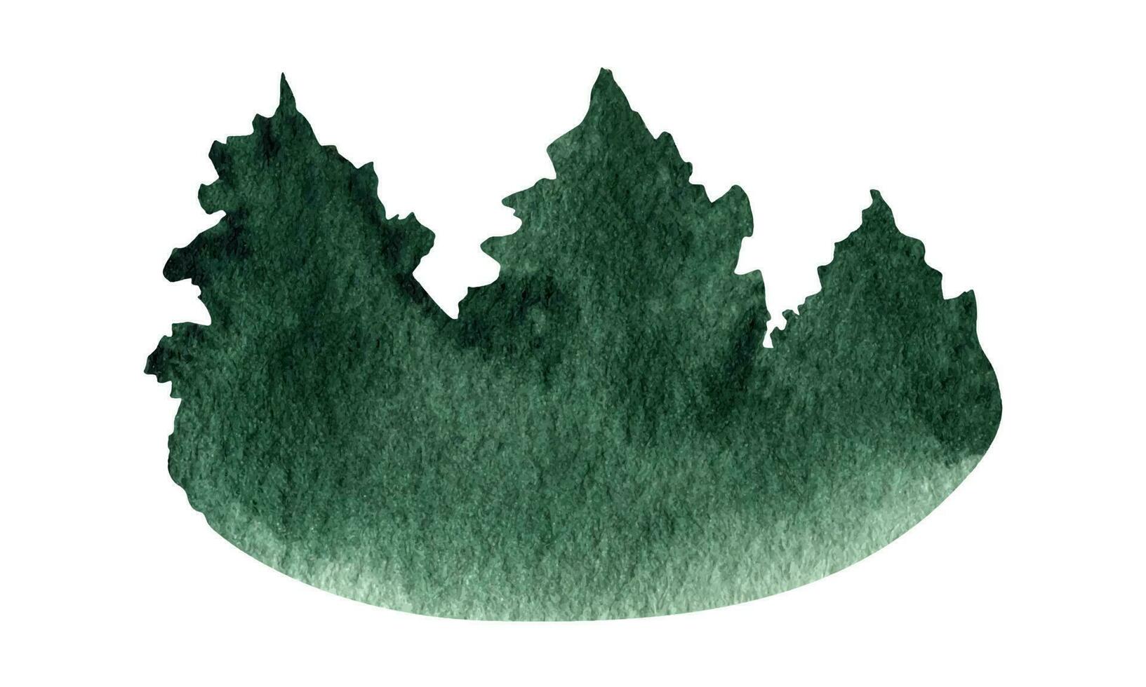 mão desenhado aguarela abeto árvore floresta panorama clipart vetor