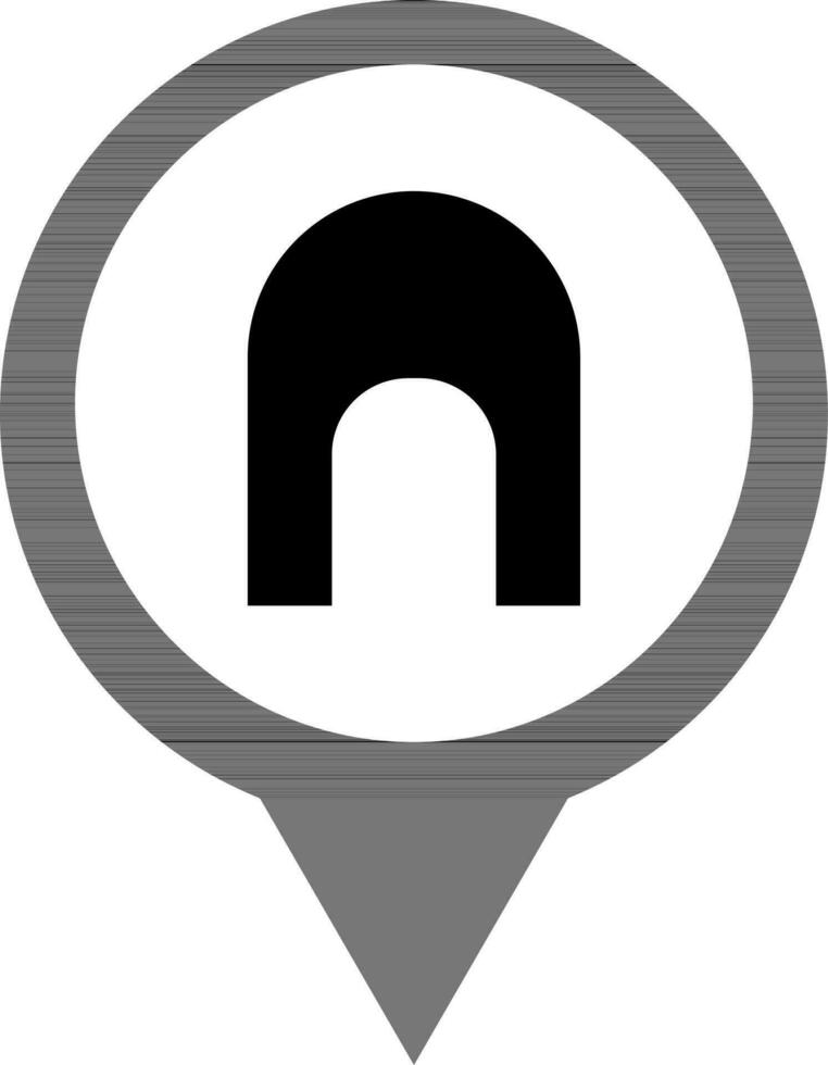 túnel placa em mapa PIN ícone. vetor