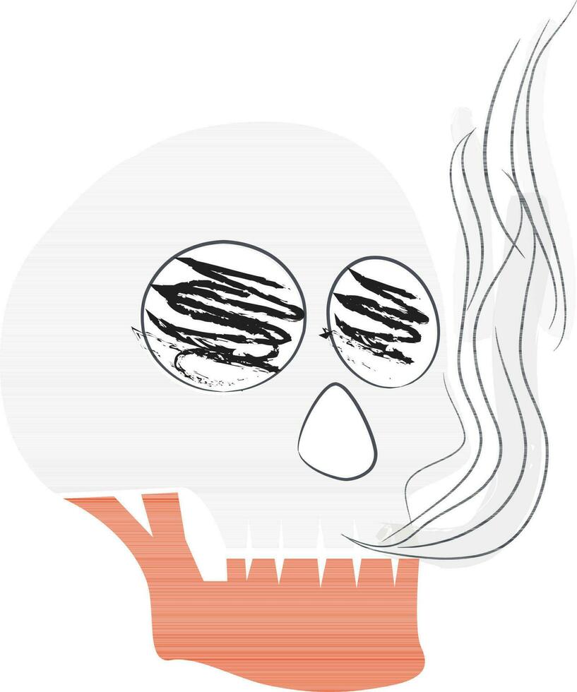 ilustração do humano crânio com cigarro. vetor