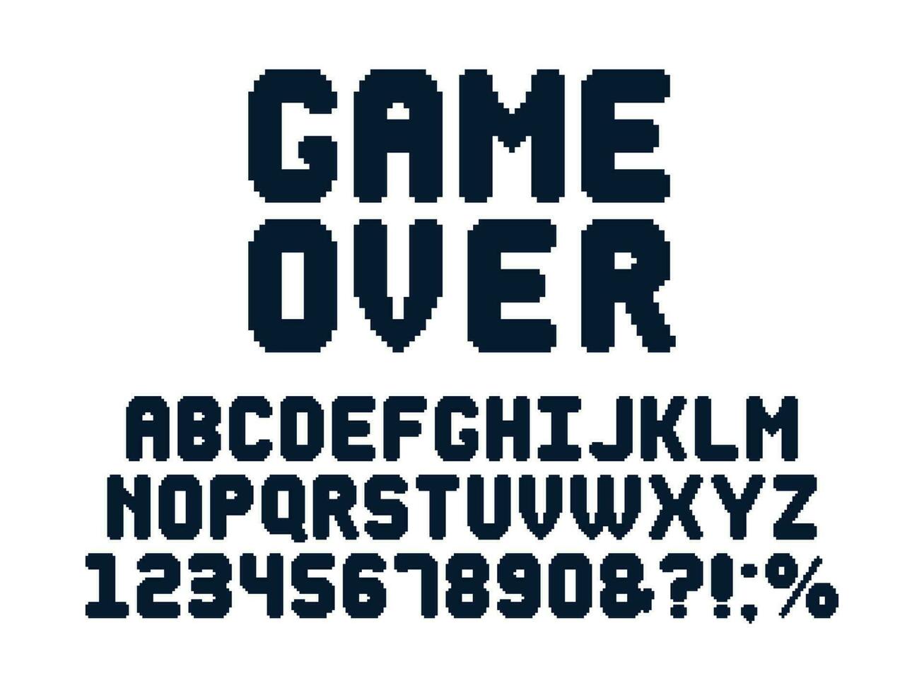 computador 8 mordeu jogos Fonte. retro vídeo jogos pixel alfabeto, anos 80 jogos tipografia Projeto e píxeis cartas vetor conjunto