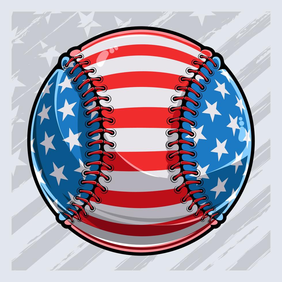 bola de beisebol com padrão de bandeira americana dia da independência veteranos dia 4 de julho vetor