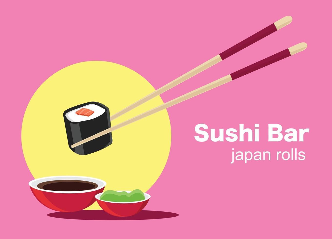 pôster de comida japonesa de sushi de ilustração vetorial de restaurante de sushi vetor