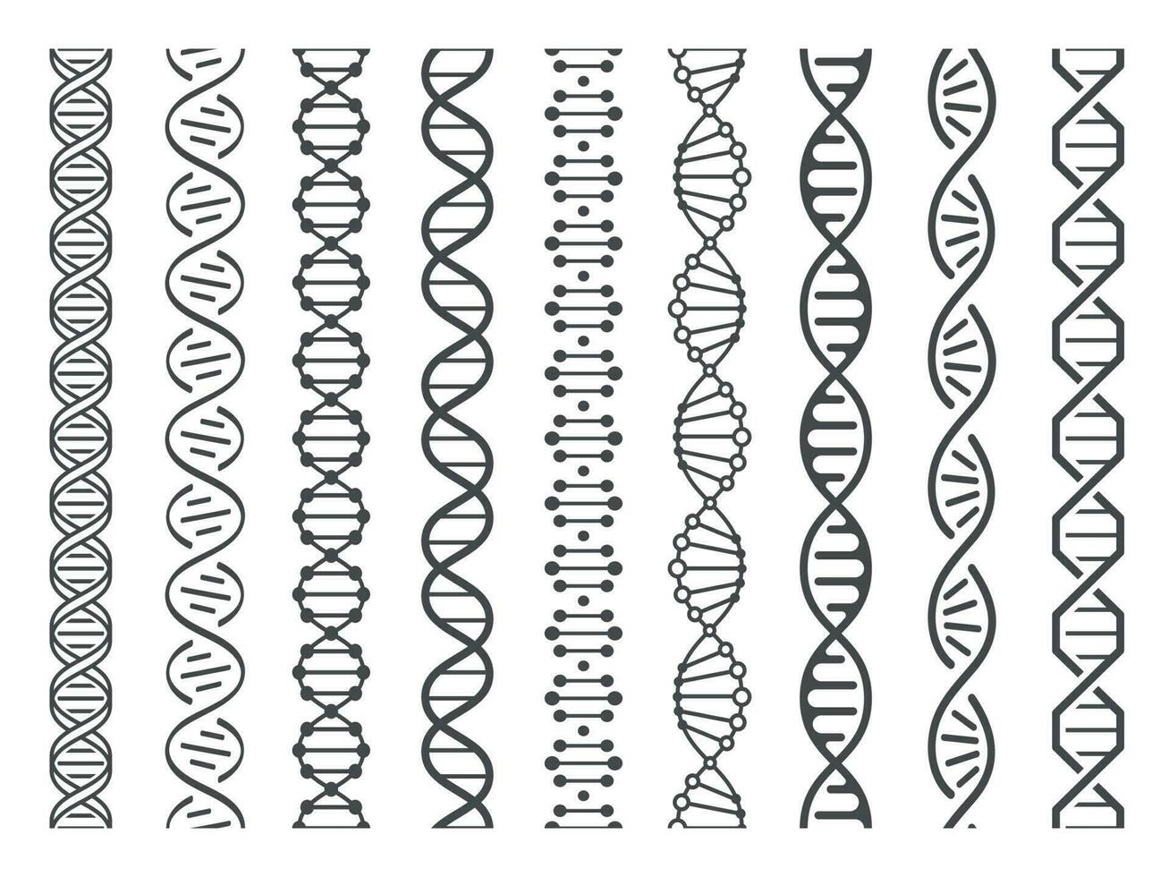 desatado dna espiral. adn hélice estrutura, genômico modelo e humano genética código padronizar vetor ilustração conjunto