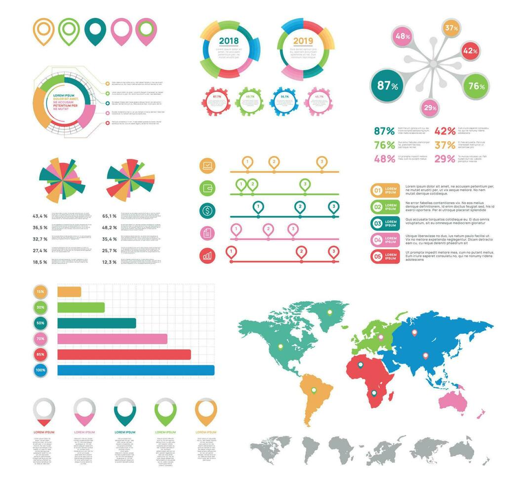 plano infográfico elementos. apresentação gráfico elementos vetor conjunto