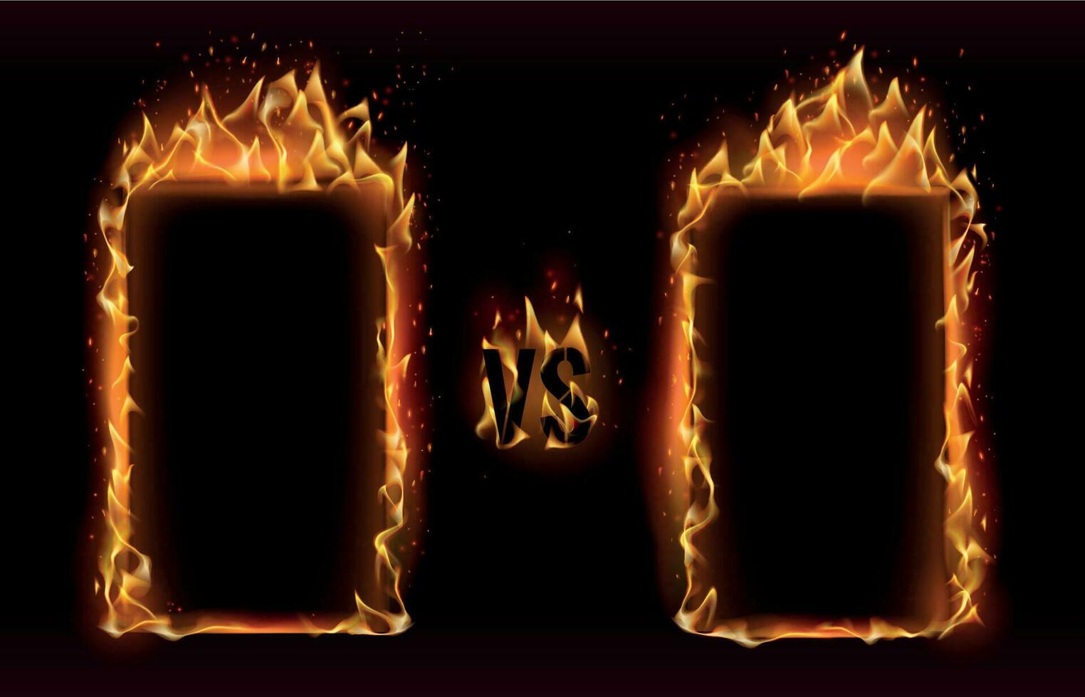 versus quadros. fogo vs quadro, tela para boxe versus Esportes luta Combine desafio vetor ilustração
