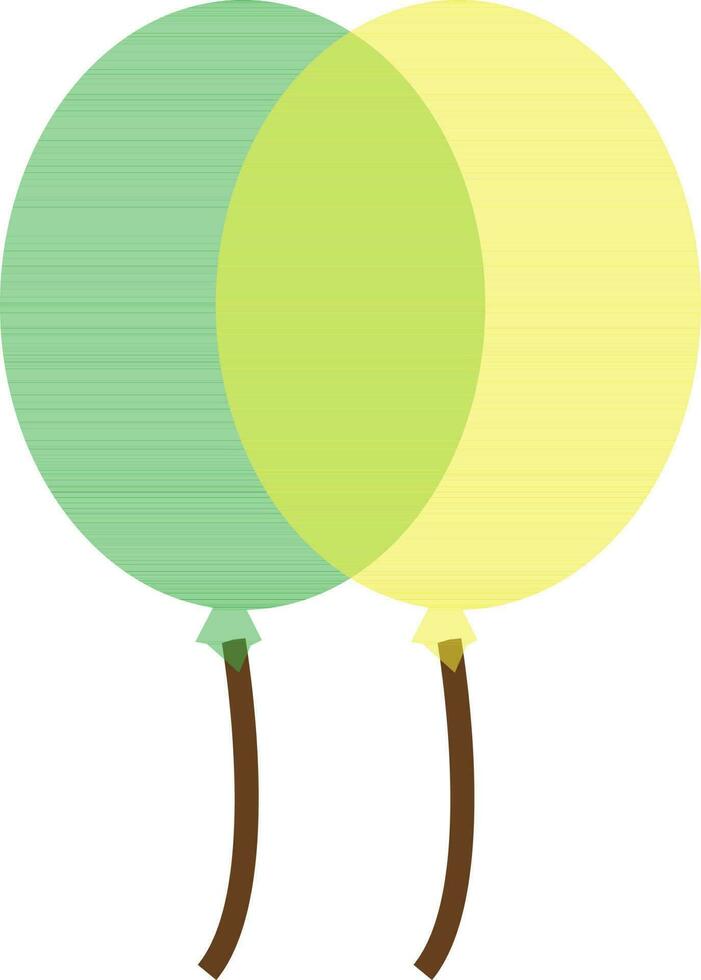 verde e amarelo balão dentro plano estilo. vetor