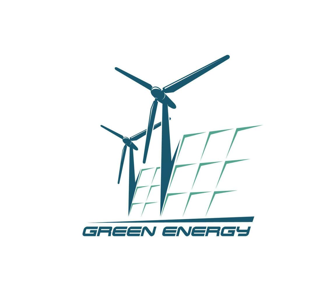 vento turbina e solar painel ícone, verde energia vetor