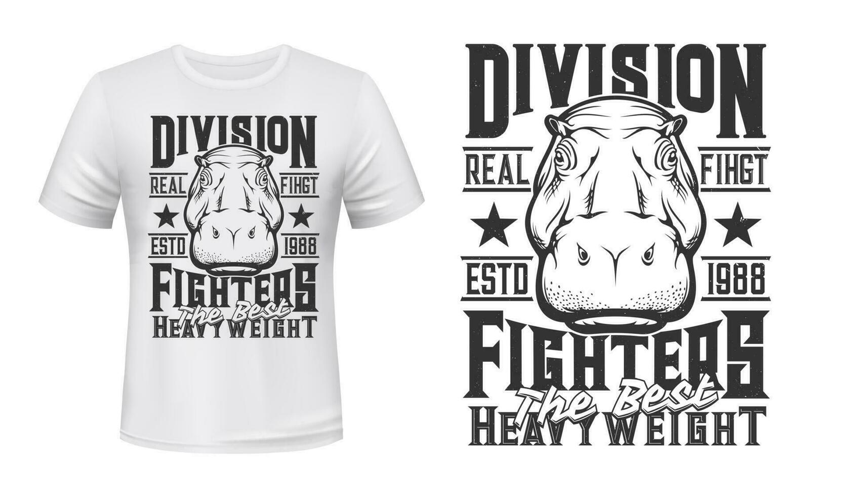 hipopótamo peso lutadores clube camiseta impressão vetor