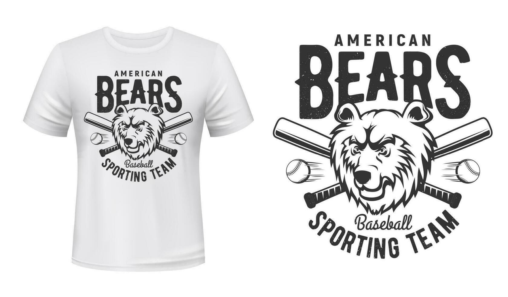 camiseta impressão americano ursos beisebol esporte equipe vetor