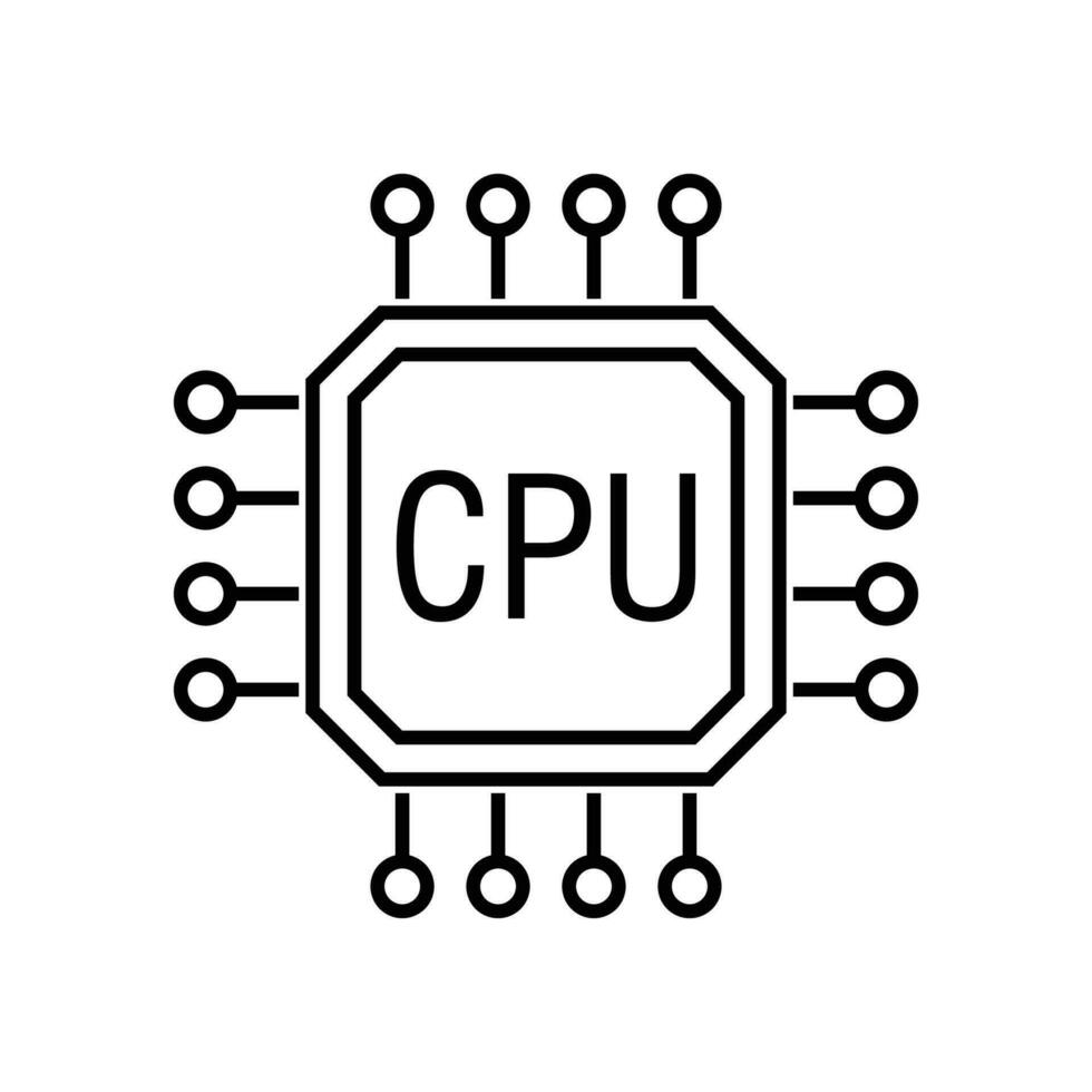 central em processamento unidade ícone Projeto. microchip placa e símbolo. computador elemento vetor ilustração.