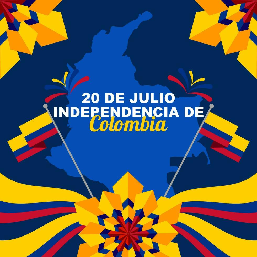 colombiano independência dia Projeto em 20 julho, Colômbia independência dia celebração cumprimento poster bandeira Projeto vetor