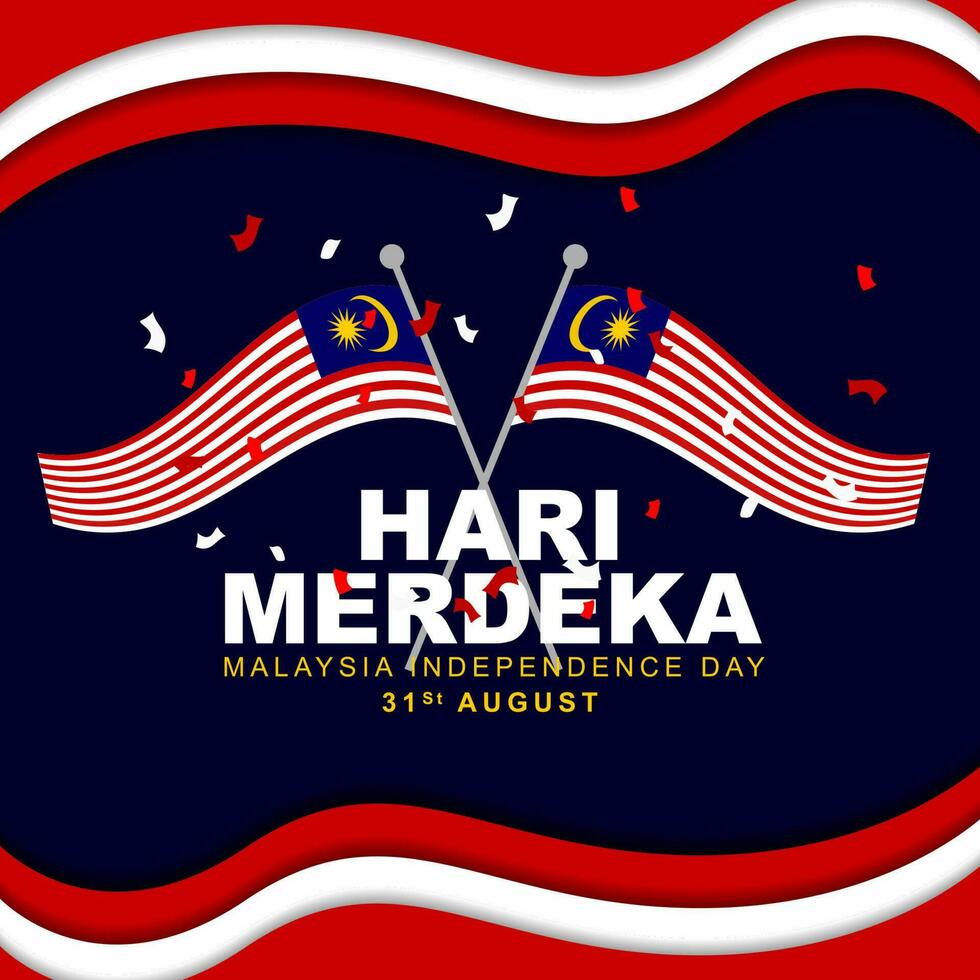 Malásia independência dia em 31 agosto, cumprimento bandeira ilustração Projeto com Malásia bandeira e fita vetor