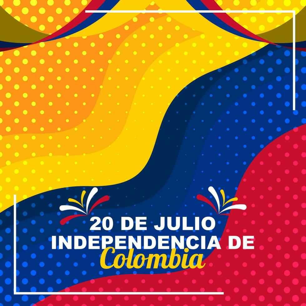 colombiano independência dia Projeto em 20 julho, Colômbia independência dia celebração cumprimento poster bandeira Projeto vetor