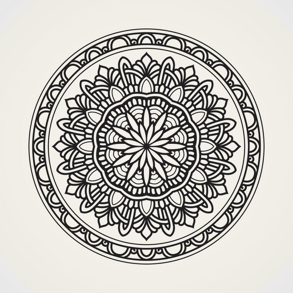 enfeites Formato uma círculo com contínuo linhas. adequado para hena, tatuagens, fotos, coloração livros. islamismo, hindu, buda, Índia, Paquistão, chinês, árabe vetor
