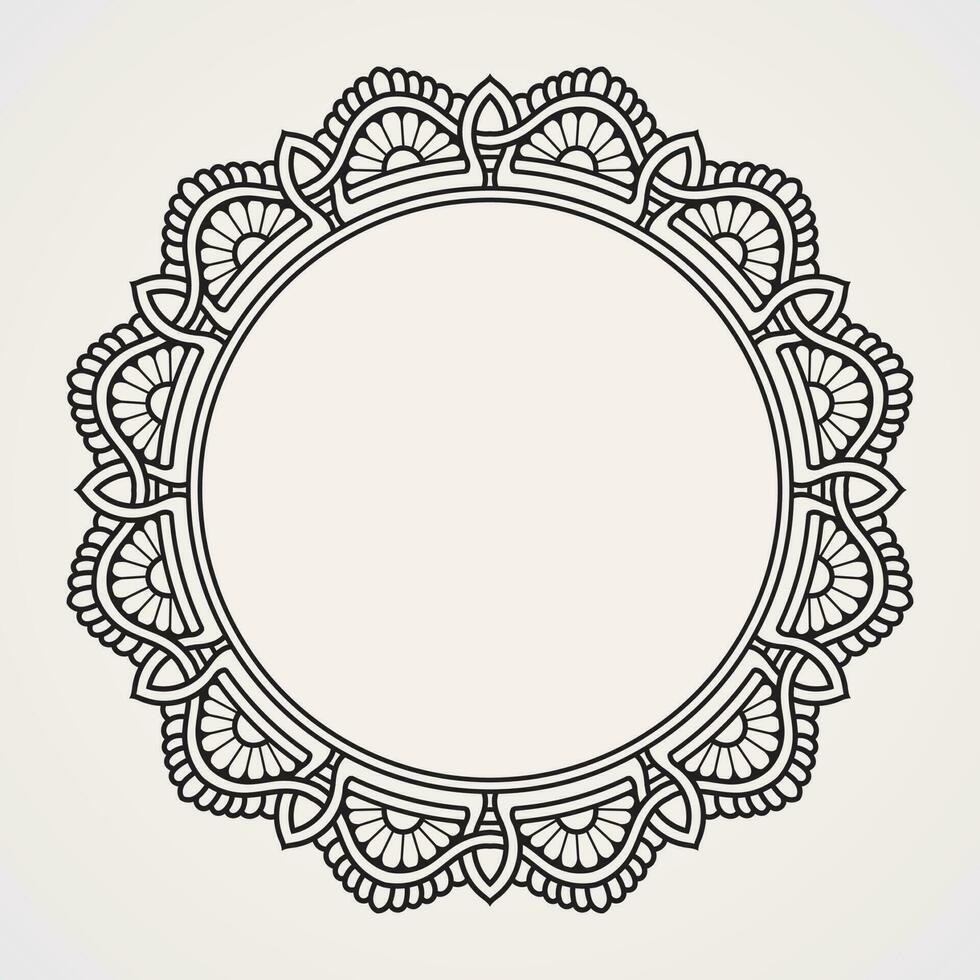 circular girassol enfeites Formato uma foto quadro. adequado para hena, tatuagens, fotos, coloração livros. islamismo, hindu, buda, Índia, Paquistão, chinês, árabe vetor