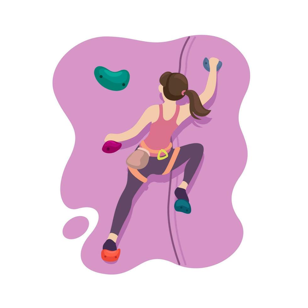 mulher escalada esporte desenho animado ilustração vetor