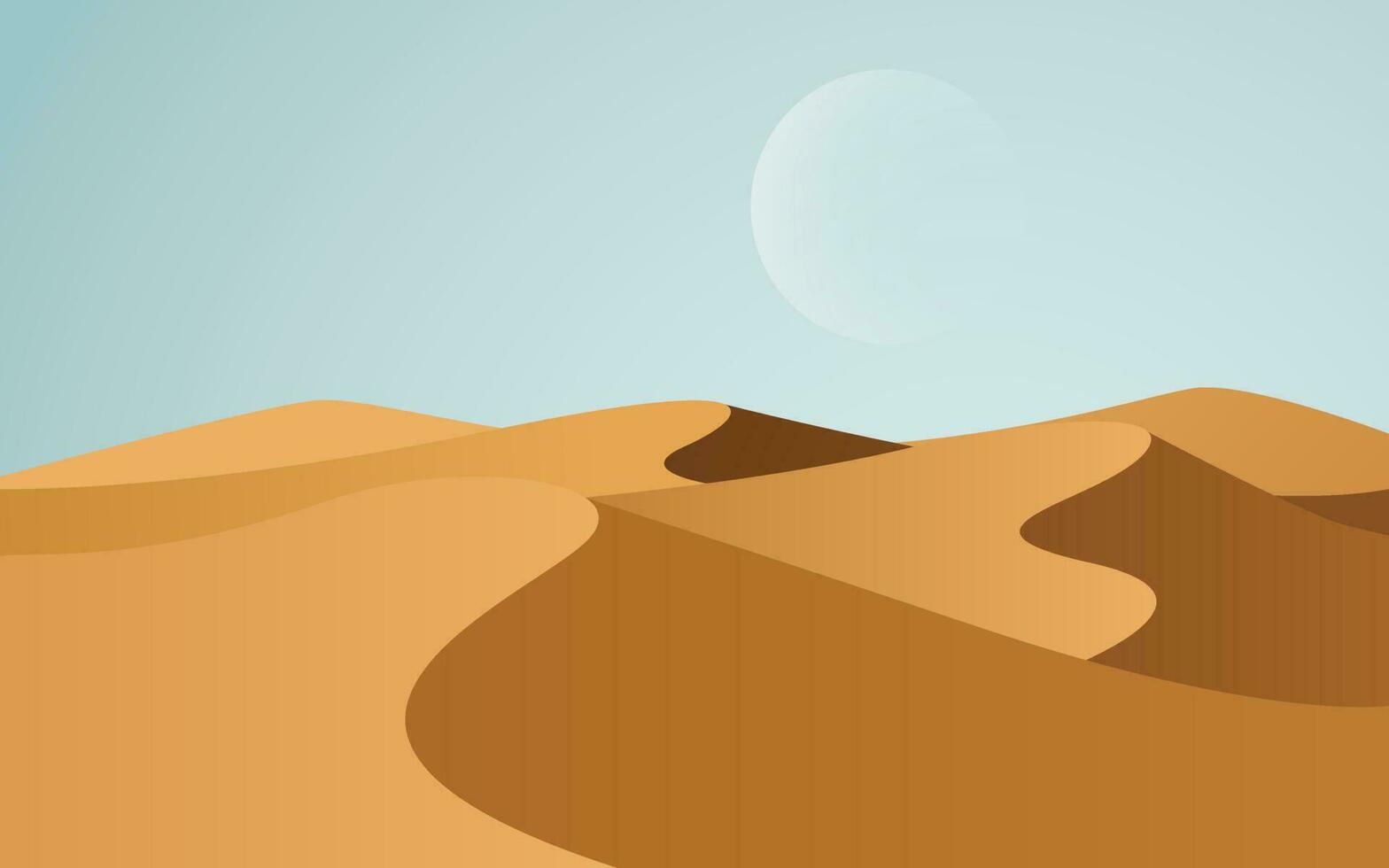 lindo areia dunas. deserto panorama com lua vetor ilustração