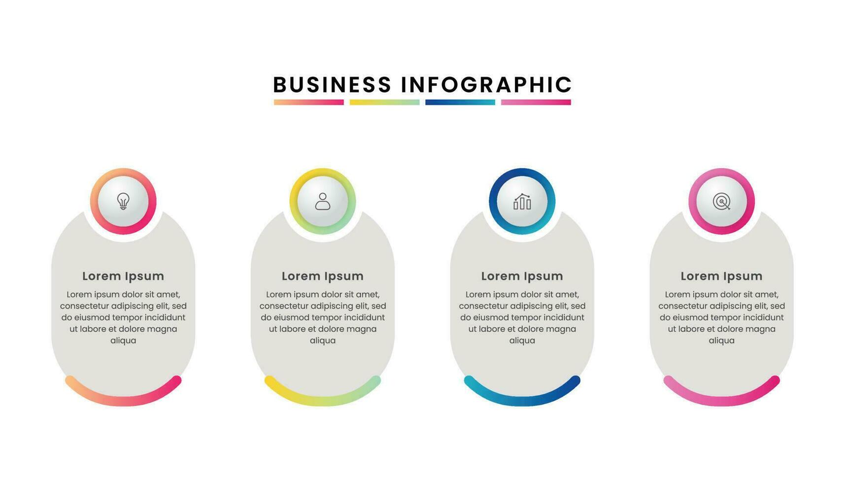 gradiente o negócio infográfico modelo Projeto com quatro opções ou passos e ícones. vetor