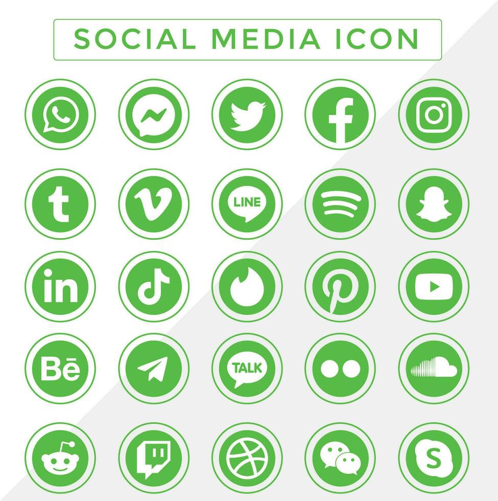 social meios de comunicação ícone verde vetor