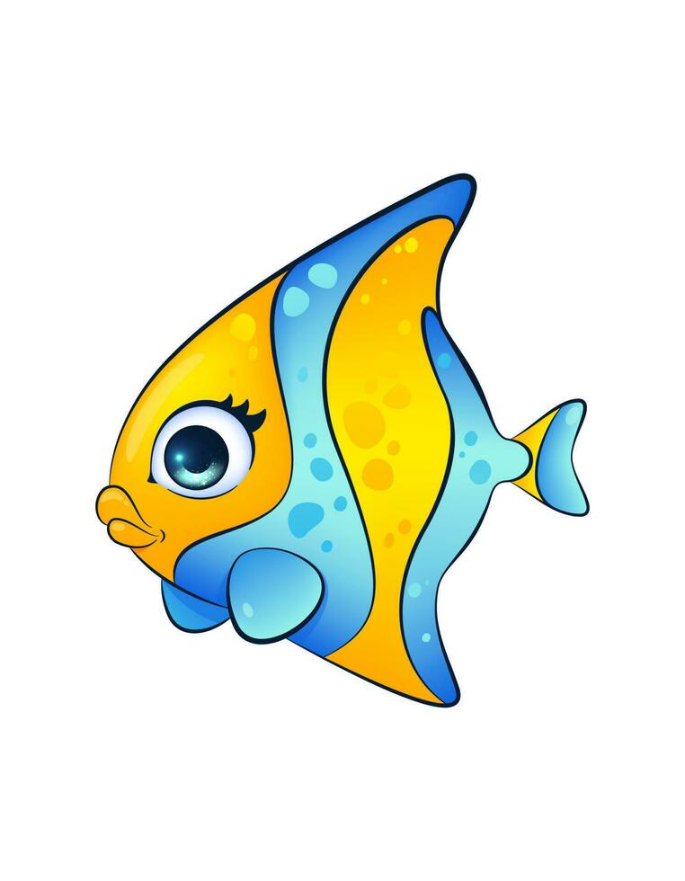 brilhante e colorida desenho animado peixe. crianças vetor ilustração. vibrante e animado vetor ilustração do uma fofa e amigáveis peixe personagem, perfeito para crianças projetos.
