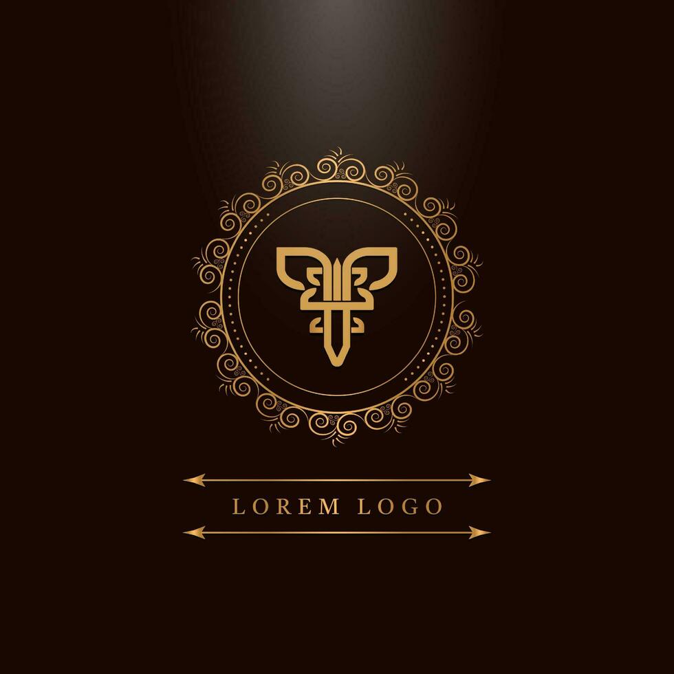 arredondado elegante logotipo tipo dentro ouro vetor