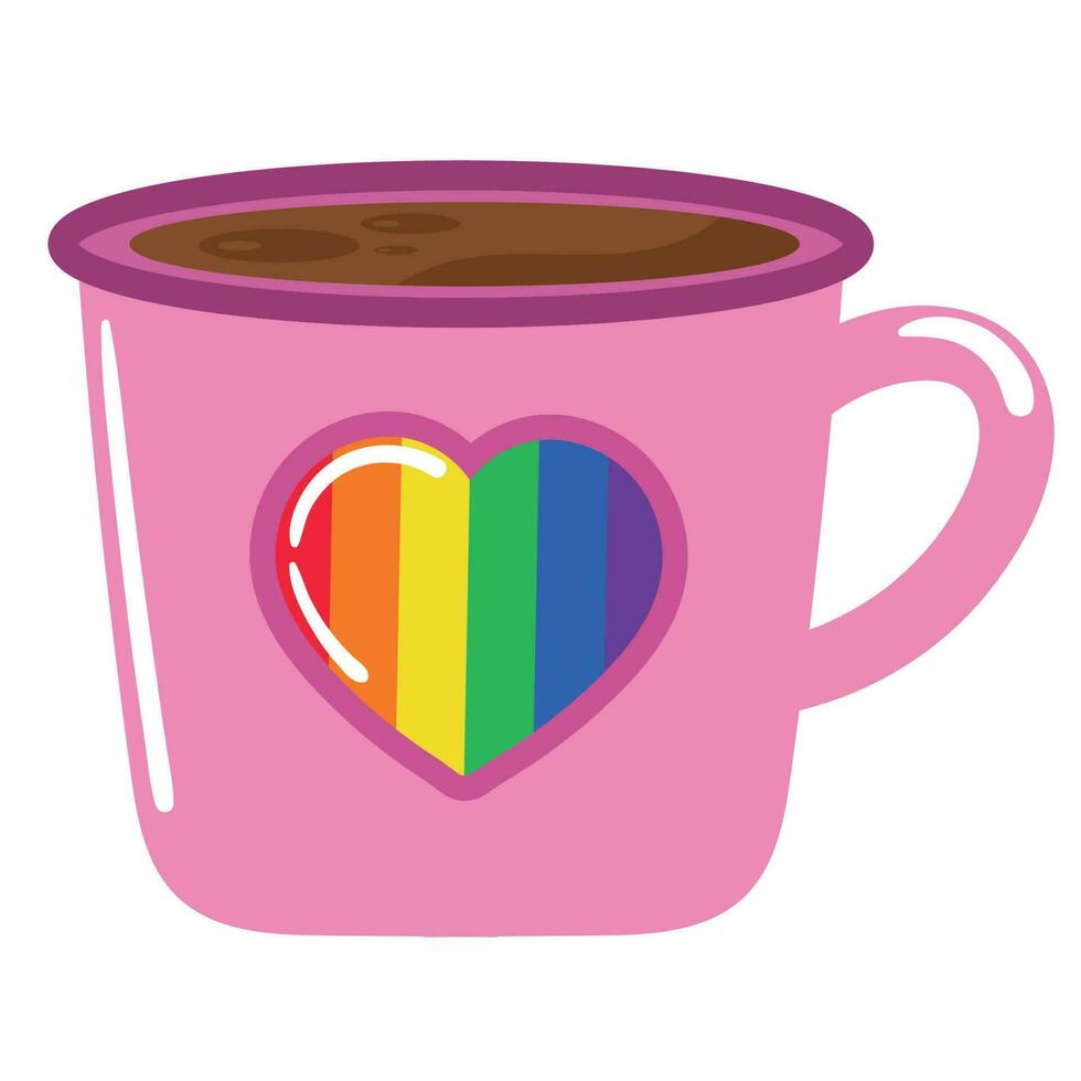 caneca com orgulho bandeira lgbtq vetor