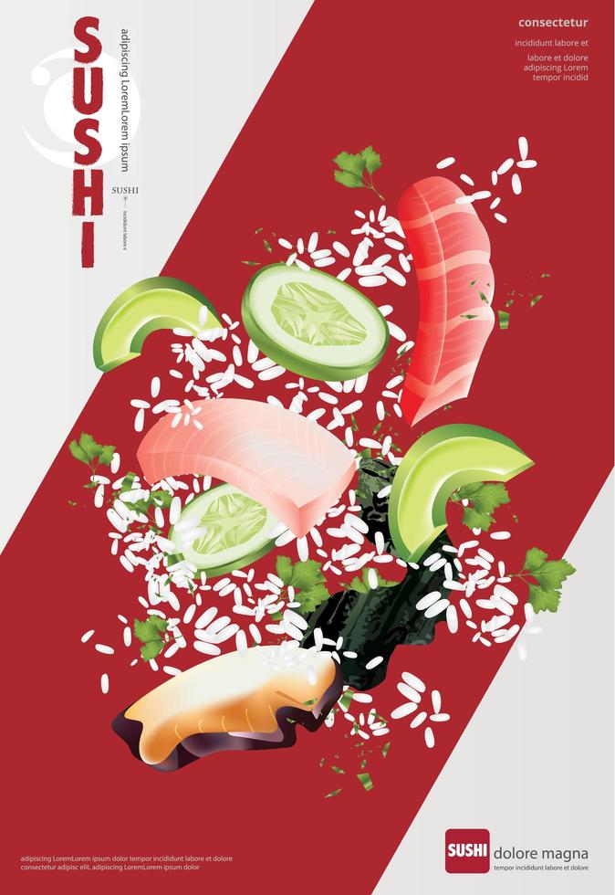 cartaz para ilustração vetorial de restaurante de sushi vetor